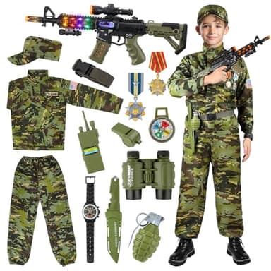 Metemot Kids Army Costume for Boys, Military Army Costume with Army Toys, Solider Boy Dress up, Halloween Costumes for Boys… - Image 1