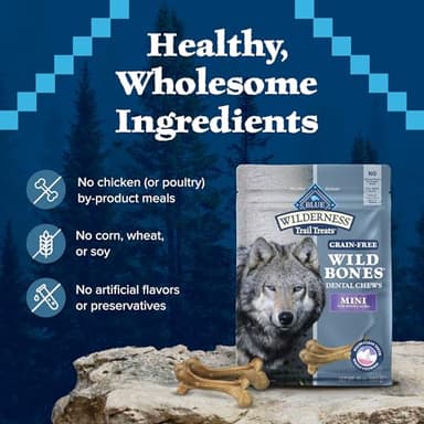 Blue Buffalo Wilderness Wild Bones Grain-Free Dental Chews Dog Treats, Mini, 27-oz Bag - Image 7