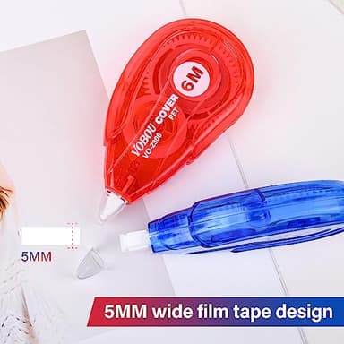 Vobou White Correction Tape, Easy To Use Applicator for Instant Corrections Wrong Writing At Any Time, For school, Office (Red and Blue, 12pack, 6M/256" x 0.2") - Image 3