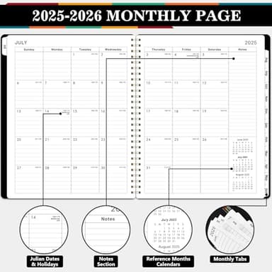 2025-2026 Planner – 2025-2026 Planner Weekly and Monthly, Jul. 2025 - Jun. 2026, 8" x 10", Monthly Tabs, Spiral Binding, Thick Paper, Classic Black - Image 3