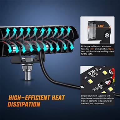 Nilight Side Shooter LED Pods 2PCS 6.5 Inch 60W Flood Spot Beam Combo Light Bar LED Fog Driving Lighting Work Lamp for Truck ATV UTV Boat - Image 8