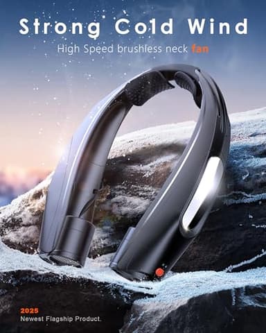 Portable Neck Fan, Hands Free Personal Fan- 6000mAh Battery Operated, USB Rechargeable Fan with 6 Adjustable Speeds, Cooling Wearable Fan for Home, Office, Outdoor, Travel-Black - Image 2