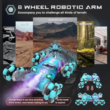 Paaxido 8WD Gesture Sensing RC Stunt Car, Boys Toys with Spray & Light, Hand Controlled RC Car Toys Gift for Kids Boys Age 8-12 - Image 3