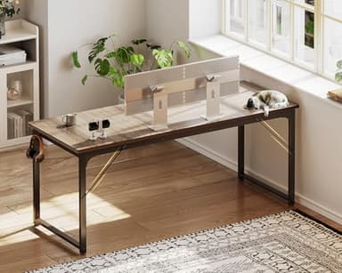 Casaottima 63 Inch Computer Desk for Home Office, Study Writing Table for Small Spaces, Simple Modern Desk with Headphone Hooks, Grey Oak - Image 6