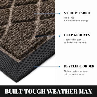 Yimobra Front Door Mats Outside Entrance, 36x24 All-Season Waterproof Welcome Matt Outdoor, All-Weather Non-Slip Doormat, Non Slip Porch Patio Indoor Entrance Mat, Brown - Image 3