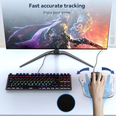 TECKNET Mouse Pad with Wrist Support, Ergonomic Gaming Mouse Pad Pain Relief, Portable Comfortable Mousepad for Computer, Laptop, Office, Home and Travel, Non-Slip Base, Waterproof Surface, White - Image 7