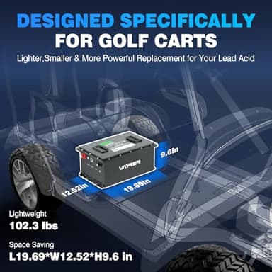 51.2V 105Ah Lithium Golf Cart Battery, Built-in Smart 200A BMS, with Touch Monitor & Mobile APP, VATRER POWER 4000+ Cycles Rechargeable LiFePO4 Battery, Max 10.24kW, Perfect for Golf Carts - Image 3