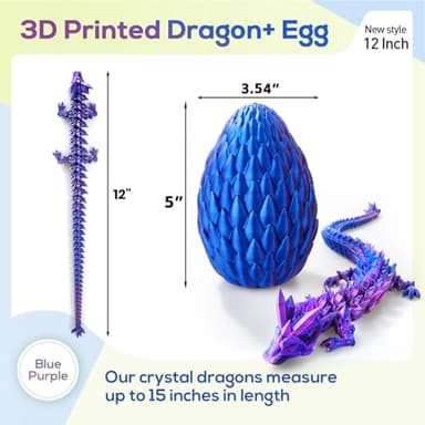 3D Printed Dragon Egg,Dragon Eggs with Dragon Inside,Surprise Dragon Egg Toy,12'' Full Articulated Crystal 3D Dragon,Cool Animals Dino Eggs for 5-7 4-6 8-12 Year Old Boys Kid Girls - Image 5