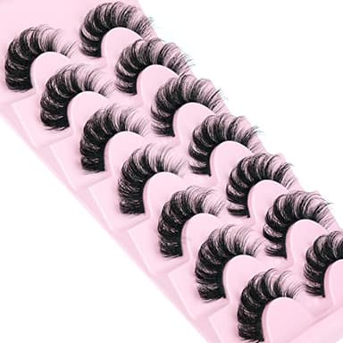 Mink Lashes Fluffy Wispy Lashes Natural Look 3D False Eyelashes D Curl Russian Strip Lashes 7 Pairs Short Fake Eyelash Pack by EYDEVRO - Image 3
