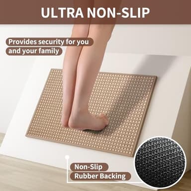 YDKGL Kitchen Mats for Floor, Super Absorbent Kitchen Rugs Non Slip Washable, Rubber Backing Soft Chenille Braided Kitchen Floor Mat Standing Mat Sink Mat, Easy to Clean, Brown 17"x28" - Image 4