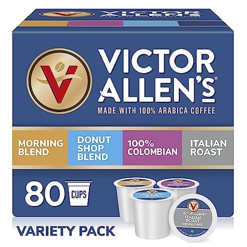 Victor Allen's Coffee Variety Pack (Morning Blend, 100% Colombian, Donut Shop Blend, and Italian Roast), 80 Count, Single Serve Coffee Pods for Keurig K-Cup Brewers - Image 1