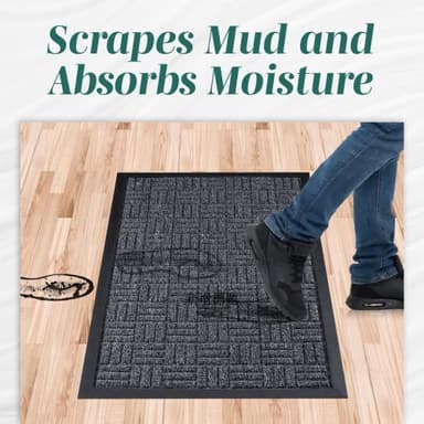 Front Door Mats, 2 Pc Set, 29.5 x 17, All Weather Entry and Back Yard, Indoor and Outdoor Safe, Slip Resistant Rubber Backing, Absorbent and Waterproof, Dirt Trapping Rugs for Entryway - Image 8