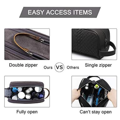 BAGSMART Toiletry Bag for Men, Canvas Travel Toiletry Organizer Dopp Kit Water-resistant Shaving Bag for Toiletries Accessories,Grey-Medium - Image 4