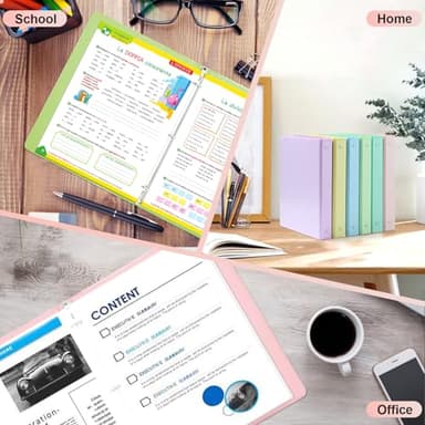 1" 3-Ring Binder, 1-inch Pastel Color Binders with 2 Inside Pockets, Clear View Cover Binder Holds 8.5'' x 11''Paper, Round Ring Binders for Office/Home/School, 6 Pack (Assorted 6 Colors) - Image 7