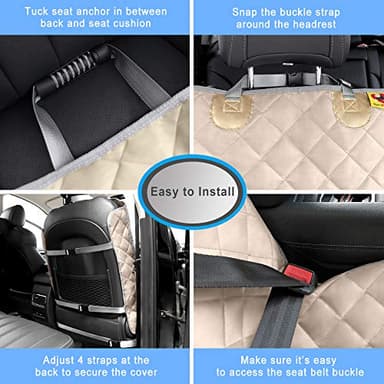 Bark Lover Deluxe Dog Seat Cover for Front Seat-More Durable Waterproof Front Seat Protector, High Heat Resistant and Nonslip Front Seat Cover for Dogs Kids, Universal Size (Beige) - Image 4