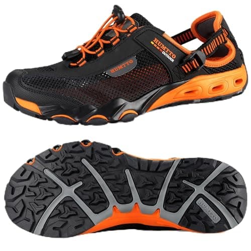 HUMTTO Men's Amphibious Water Shoes - Outdoor Hiking Sandals for Men Summer Non-Slip Quick Drying Water Sandals River Shoes 10.5 Black - Image 1