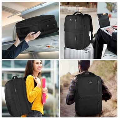 MATEIN Extra Large 45L Travel Laptop Backpack, Airline Approved Carry on Backpack with USB Port & Shoe Compartment, Water Resistant Luggage College Overnight Weekender Travel Bag Fit 18" Laptop, Black - Image 9