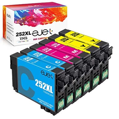 ejet 252XL Ink Cartridges Combo Pack Remanufactured Replacement for Epson 252 Ink Cartridges for Workforce WF-3620 WF-3640 WF-7110 WF-7610 WF-7620 WF-7710 WF-7720 (2 Cyan, 2 Magenta, 2 Yellow) 6 Pack - Image 1