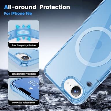Temdan for iPhone 16e Case, [Compatible with Magsafe][Anti-Yellowing][Military-Grade Protection] Shockproof Slim Magnetic Phone Sleeve for iPhone 16e 6.1'', Blue - Image 3