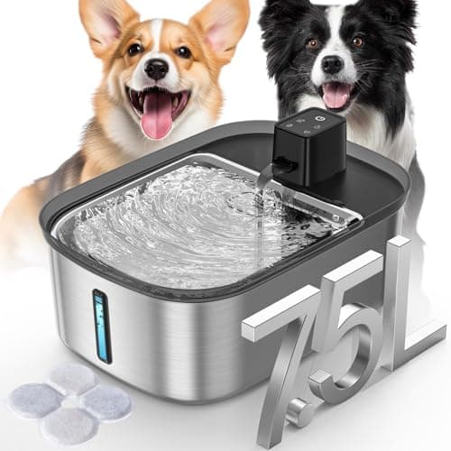 Wireless 7.5l/254oz/2Gal Dog Water Fountain for Large Dogs Stainless Steel, Quiet Pet & Cat Water Fountain with Motion Sensor, Automatic Water Dispenser for Dogs&Multi-Pet Homes Continuous Fresh Flow - Image 1