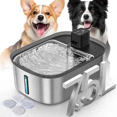 Wireless 7.5l/254oz/2Gal Dog Water Fountain for Large Dogs Stainless Steel, Quiet Pet & Cat Water Fountain with Motion Sensor, Automatic Water Dispenser for Dogs&Multi-Pet Homes Continuous Fresh Flow - Image 1