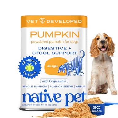 Native Pet Pumpkin for Dogs - Organic Powder Pumpkin Puree Dog Food Toppers -Rich in Fiber Supplement Powder Helps with Digestion, Nutrient Absorption, Diarrhea, Constipation & Upset Stomach-30 Scoops - Image 1