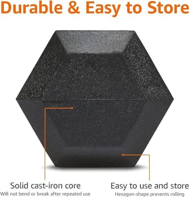 Amazon Basics Rubber Hex Dumbbell Hand Weight, 15 Pounds, Single - Image 3