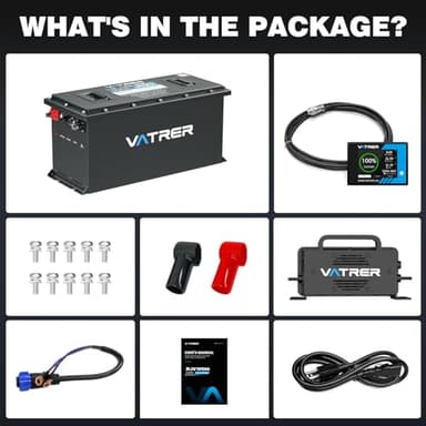 VATRER POWER 48V 105Ah Narrow Lithium Golf Cart Battery, Built-in Smart 200A BMS, with Touch Monitor & APP, 4000+ Cycles LiFePO4 Battery, Max 10.24kW Power Output, 2C Discharge, Perfect for Golf Carts - Image 8