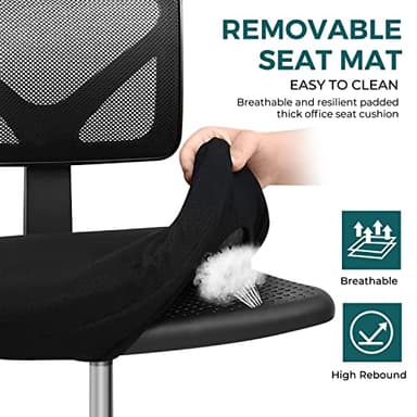 DUMOS Armless Desk Chairs with Wheels, Ergonomic Adjustable Home Office Swivel Rolling Task Chair No Arms, Comfy Mesh Mid Back Computer Work Vanity Desk Seat for Small Spaces, Black - Image 5
