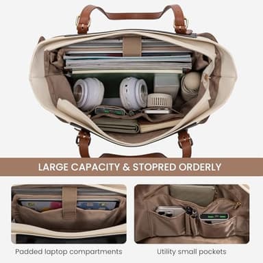 LOVEVOOK Laptop Tote Bag for Women With Large Cup Holder, Leather Work Tote Bag for Women,15.6 Inch Professional Computer Briefcase Business Teacher Commuter Shoulder Bag,Office Travel Gift - Image 3