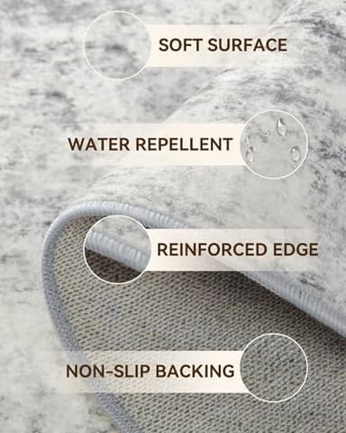 RELEANY Washable Area Rugs 6'x9' Non-Slip Modern Abstract Soft for Living Room Entryway Bedroom Nursery, Print Pattern, Gray White Grey - Image 3