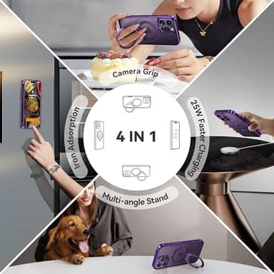 CASEKOO Royal Purple Titanium for iPhone 14 Pro Max Case with 360° Spin Magnetic Stand [Fit for MagSafe][16FT Military Protection] Polished Clear for iPhone 14 ProMax Case Ring 6.7'', Deep Purple - Image 6