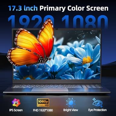 SGIN 17.3 Inch Laptop Computer, Win 11 Laptops with Celeron I3 Processor, 4GB DDR3 128GB SSD, 60800mWh Battery, FHD IPS Display, Type-C, HDMI, 5G WiFi, BT4.2, Numpad, for Business and Students - Image 3