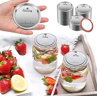 204pcs Regular Mouth Canning Lids, Canning Jar Lids for Ball, Kerr Jars, Split-Type Metal Mason Jar Lids for Canning, 100% Fit & Airtight 2.76" (70mm, Silver) - Image 6
