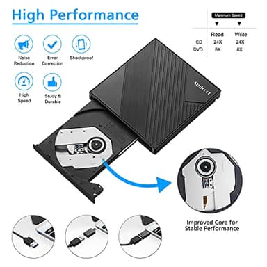 Amicool External DVD Drive USB 3.0 USB C CD Burner CD/DVD +/-RW Optical Drive, Slim Portable DVD CD ROM Rewriter Writer Duplicator for Laptop Desktop PC Windows 11/10/8/7 MacBook Mac Linux OS Apple - Image 4