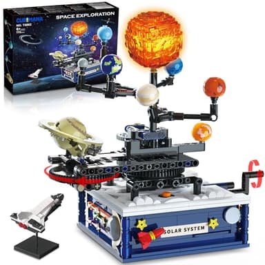 Solar System Building Sets with Light - Rotatable Space Exploration Building Toys with 9 Planets & Rocket Sets Science Astronomy Educational Gifts for Boys Girls Age 6+ Years Old Kids(775 PCS) - Image 1