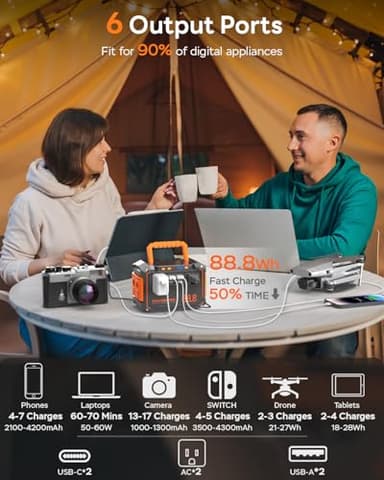 MARBERO 88.8Wh Portable Power Station Backup Lithium Battery Solar Generator 150W Max AC & 30W USB-C Output for Camping Hiking RV Off-Grid Living CPAP Home Outage Emergency (Solar Panel Optional) - Image 2
