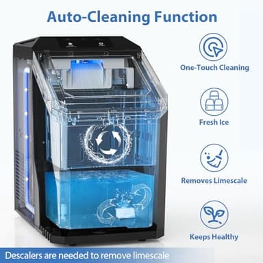 Nugget Ice Maker Countertop, Self-Cleaning with Stainless Steel Housing Ice Machine for Home Office and Party, Black - Image 7