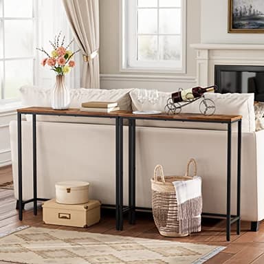 HOOBRO Narrow Console Table, 29.5" Small Entryway Table, Thin Sofa Side Display Table, for Hallway, Bedroom, Living Room, Foyer, Rustic Brown and Black BF75XG01 - Image 5