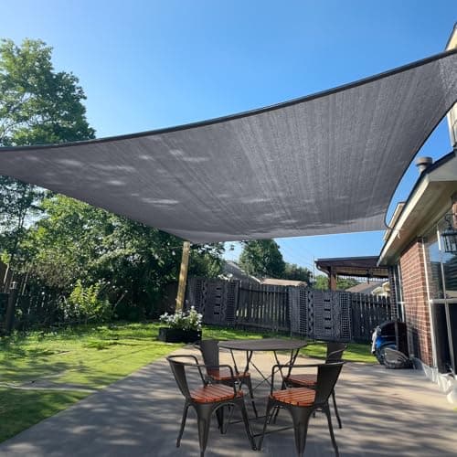SUNLAX Sun Shade Sail 6.5/8/10/12/16/20 Dark Grey Dark Grey Rectangle Canopy Sail Shade Cover UV Block Permeable Sunshade Outdoor for Patio Backyard (We Make Custom Size) - Image 1