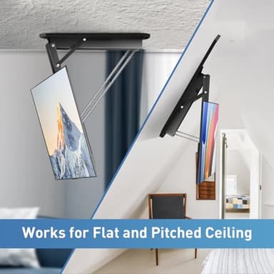 Electric Ceiling TV Mount with Remote, Motorized Ceiling Mount TV Bracket Flip Down for 32 to 71 inch Flat Curved Screen Mount Drop Down for Flat Pitched Roof Indoor Outdoor(Black) - Image 9