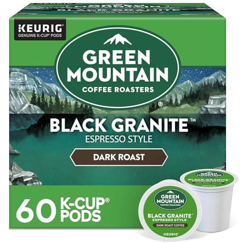Green Mountain Coffee Roasters Black Granite, Keurig Single Serve K-Cup Pods, Espresso Style Dark Roast, 60 Count (6 Packs of 10) - Image 1