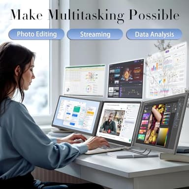 Teamgee 15.6” Laptop Screen Extender with Power Bank, FHD 1080P IPS Triple Monitor, HDMI/USB/Hub Plug-Play Display, Fits 13-17" Laptops (Mac/Windows/Android), Ideal for Home Office/Small Business - Image 8