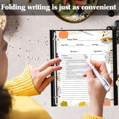 INFUN 1 Inch Telescoping 3 Ring Binder with 8-Tab Dividers, 30 Sheet Protectors and Labels – Compact Binder for Recipes, Documents and Notes, Includes 30 Recipe Cards – Black - Image 7
