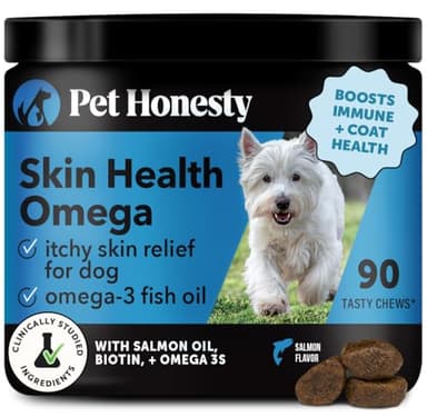 Omega Skin Health Chews for Dogs, Alaskan Salmon Oil, Omega-3 Fish Oil, Krill, Spirulina, Omega-3s, Healthy Skin & Coat, Itchy Skin, Dog Allergies, May Reduce Shedding (90 Count) - Image 1