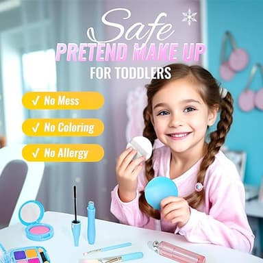 INNOCHEER Pretend Makeup for Toddlers, Fake Play Makeup for Little Girls, Frozen Toy Makeup Set for Girls, Birthday Christmas Princess Gifts Toddler Girl Toys Age 3 4 5 6 7 8 (Not Real Makeup) - Image 6