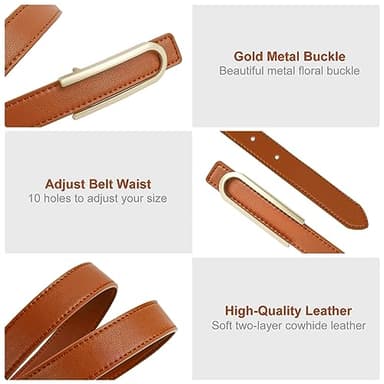 NPET Women Leather Belt for Jeans, Dresses, Fashion with Gold Buckle - Image 3