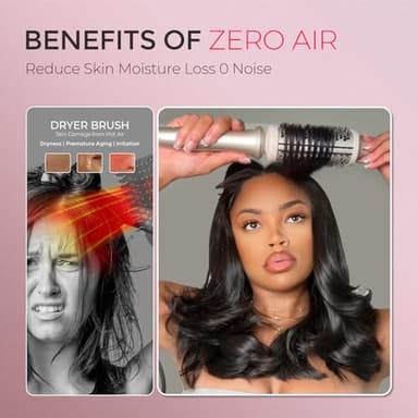 TYMO 2.0 Thermal Brush Curling Brush - STYLUX 1.7" Blowout Volumizer with Flexi-Fit for Hair Straightening, Heated Round Styler Tool, Hair Straightener and Curler 2 in 1, Dual Voltage & Light, Gold - Image 7