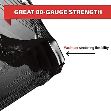 Black Industrial Strength Extra Thick 4 Pack 17.5" 1100 SqFt 80 Gauge (20 Micron) Shrink Wrap Roll for Moving, Furniture, Pallets, Packing - Image 2