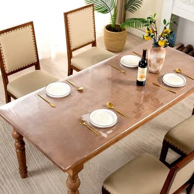 Eisdroma 42 x 102 Inch Clear Table Cover Protector, 2mm Thick Clear Table Protector for Dining Room Table, Plastic Table Cover, Waterproof Table Pad for Kitchen, Office - Image 4